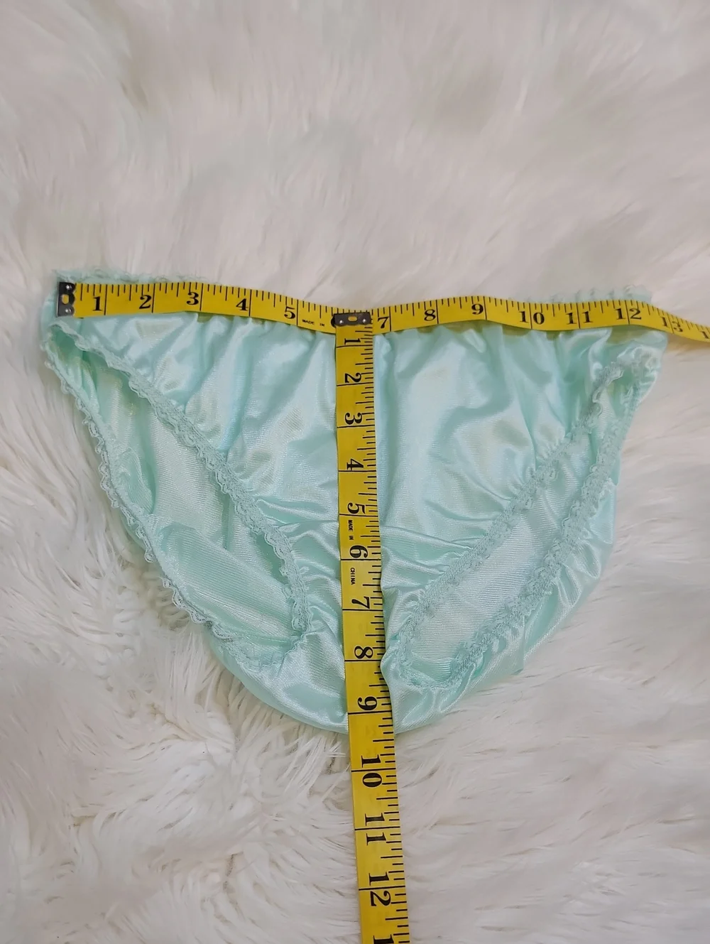 VTG |Lace-Trim Satin Chemise & Brief Set - Mint - Picture 9 of 10